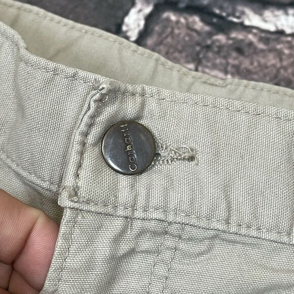 Vintage Carhartt Carpenter Canvas Shorts 34 Skater Workwear B144 Tan Khaki - Picture 6 of 14
